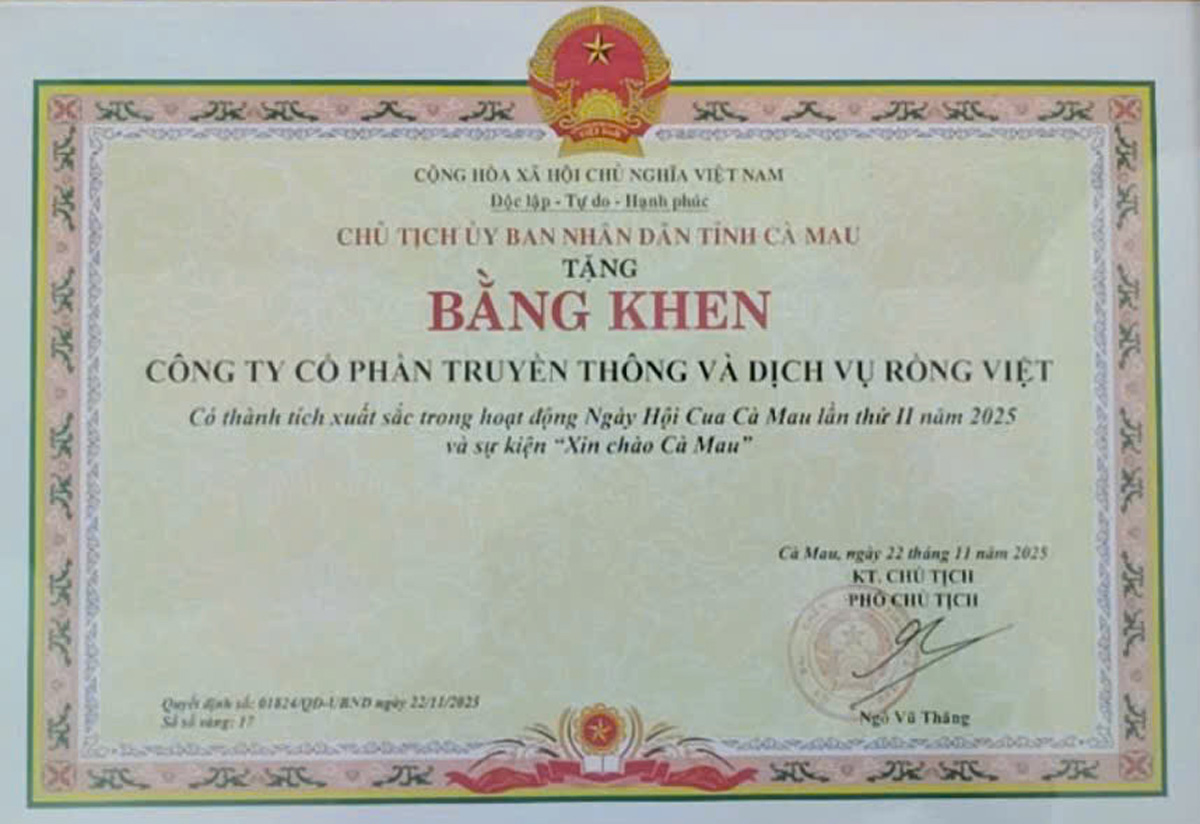 giấy khen truyền thông giồng việt 
